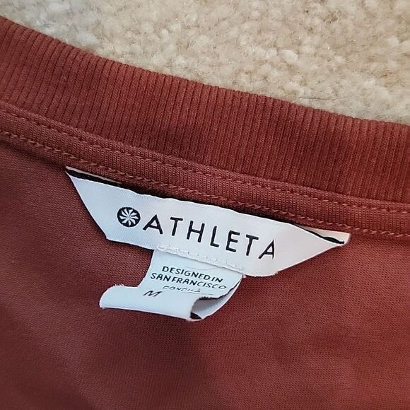 Athleta short sleeve rust color lightweight sweatshirt - Picture 2 of 6